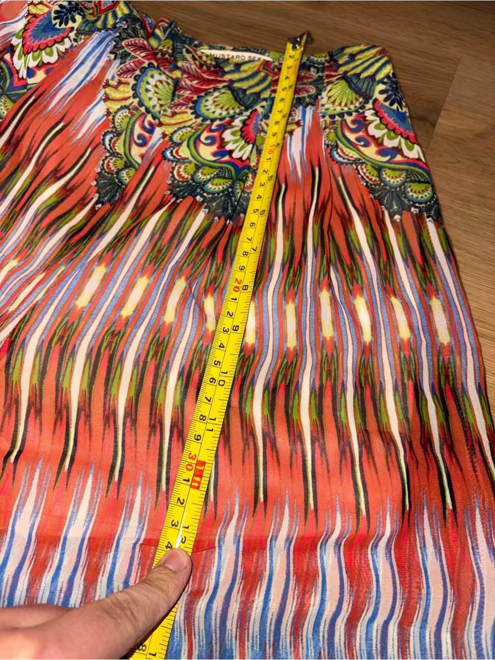 🍑 Mustard Seed Multicolor Tropical Print Wide Leg Sheer pants with shorts under - Picture 10 of 11